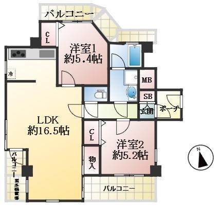 西宮市神楽町 中古マンション間取画像
