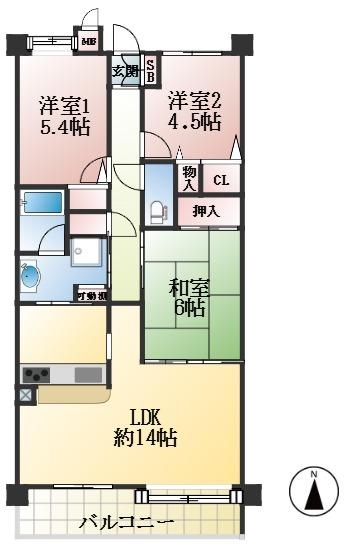 西宮市今津巽町 中古マンション間取画像