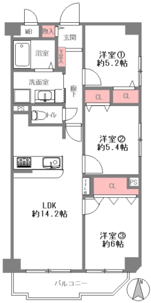 西宮市小松西町 中古マンション間取画像