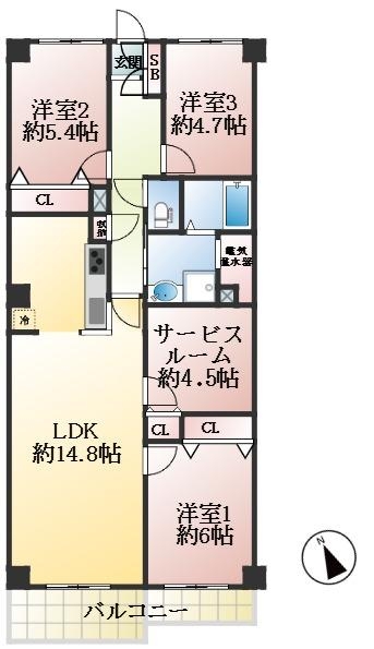 西宮市古川町 中古マンション間取画像