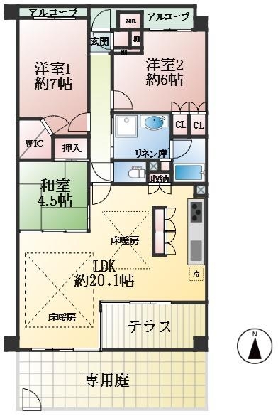 西宮市若草町 中古マンション間取画像