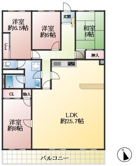 西宮市柏堂町 中古マンション間取画像