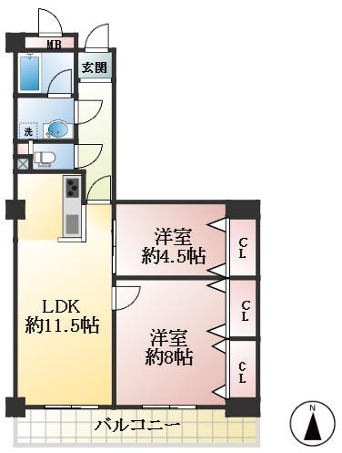 西宮市池田町 中古マンション間取画像