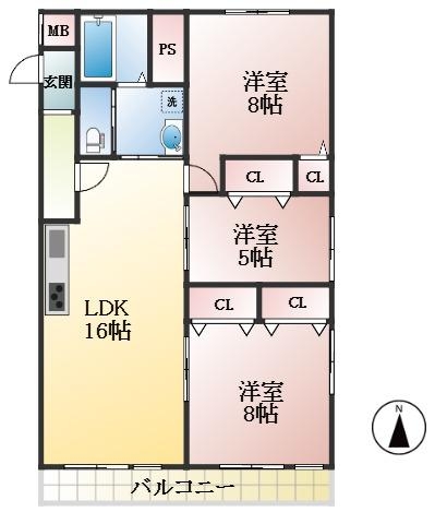 西宮市豊楽町 中古マンション間取画像