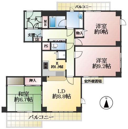 西宮市甲子園七番町 中古マンション間取画像