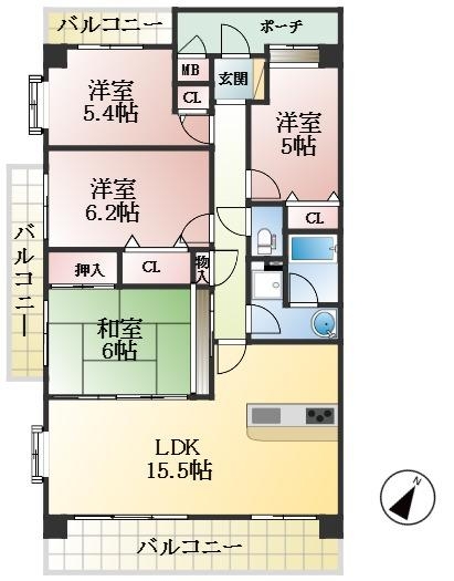 西宮市東町 中古マンション間取画像