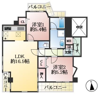 西宮市神楽町 中古マンション間取画像