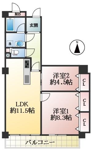 西宮市池田町 中古マンション間取画像