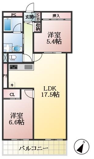 西宮市樋之池町 中古マンション間取画像
