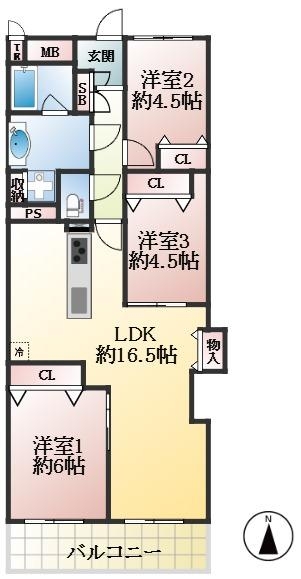 西宮市松山町 中古マンション間取画像