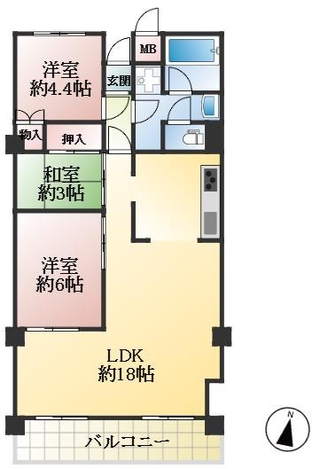 西宮市甲陽園本庄町 中古マンション間取画像
