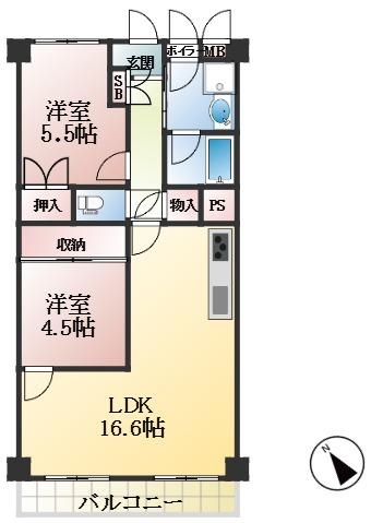 西宮市大社町 中古マンション間取画像