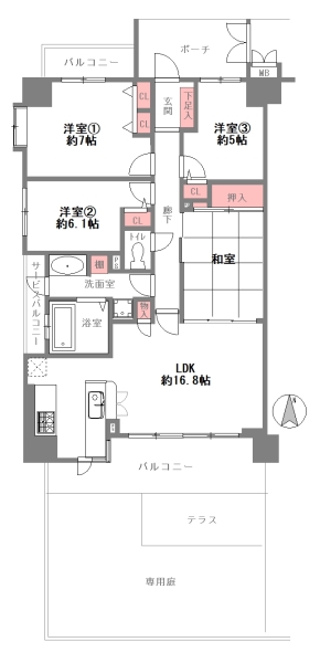 西宮市建石町 中古マンション間取画像