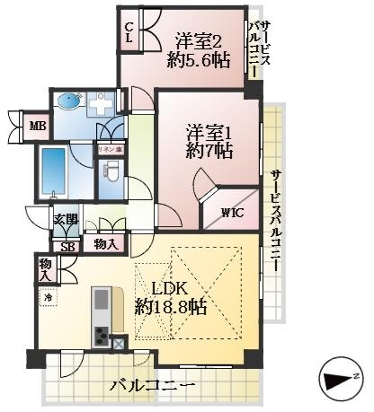 西宮市北名次町 中古マンション間取画像