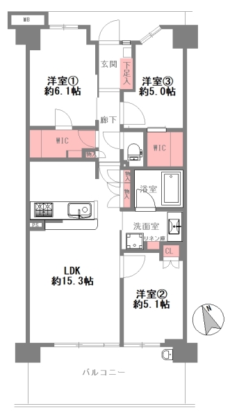 西宮市枝川町 中古マンション間取画像