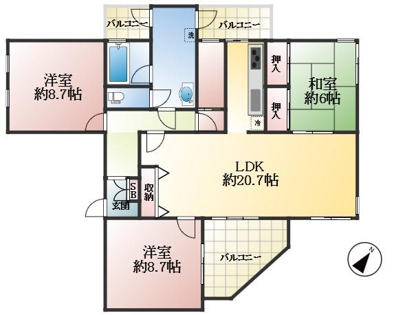 西宮市西平町 中古マンション間取画像