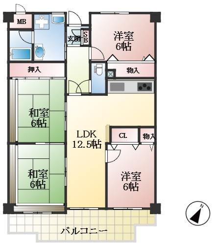 西宮市東町 中古マンション間取画像