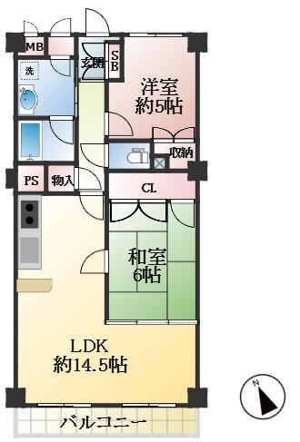 西宮市大社町 中古マンション間取画像