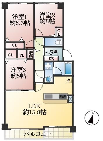 西宮市今津巽町 中古マンション間取画像