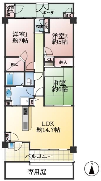 西宮市泉町 中古マンション間取画像