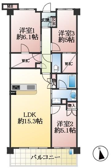 西宮市枝川町 中古マンション間取画像